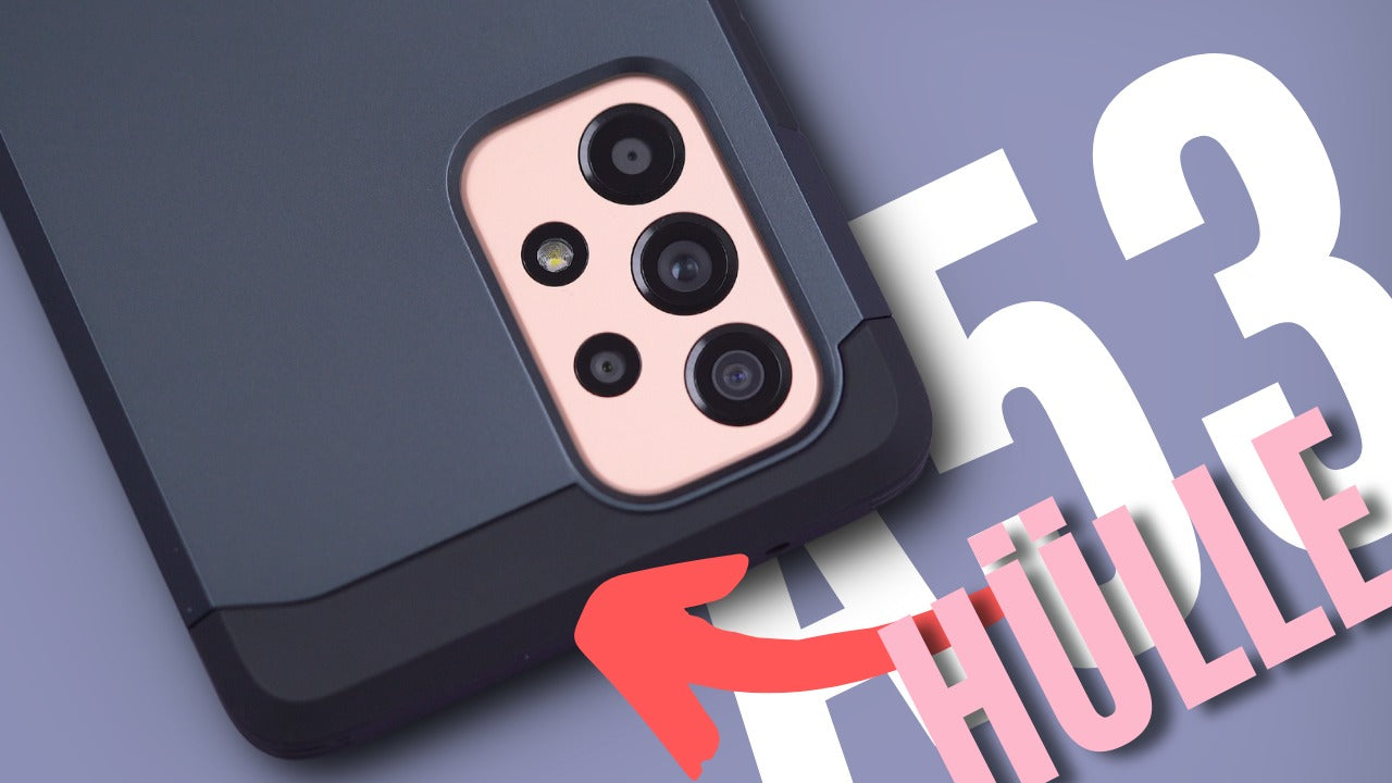 Samsung A53 with Spigen Ultra Hybrid Case, highlighting protective features.