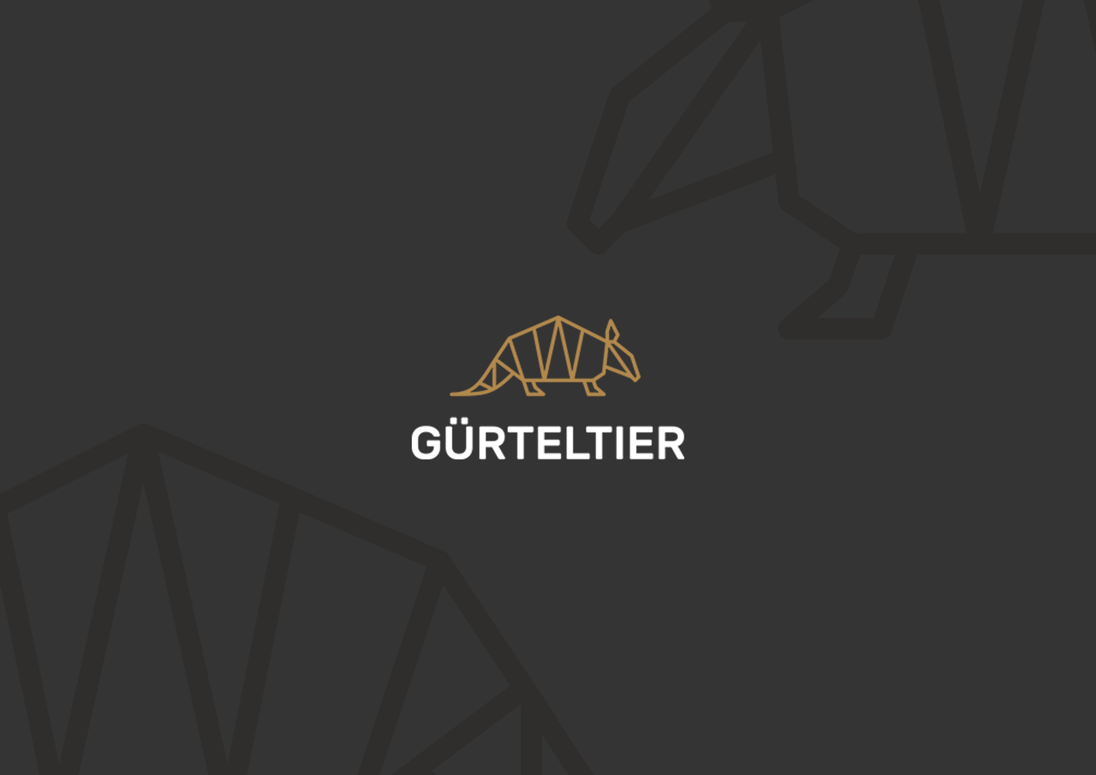 Logo of Gürteltier.eu featuring an abstract armadillo design on a dark background, representing the online shop's brand identity.