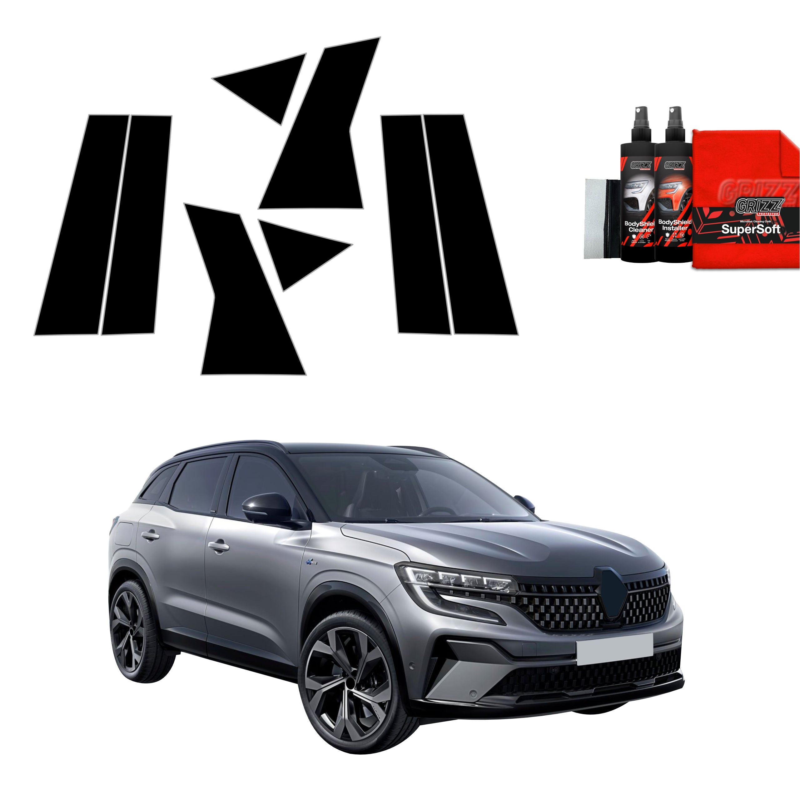 8in1 Schwarze Grizz Protector schutzfolie für B-C-Säule - Renault Austral (2022-2026)