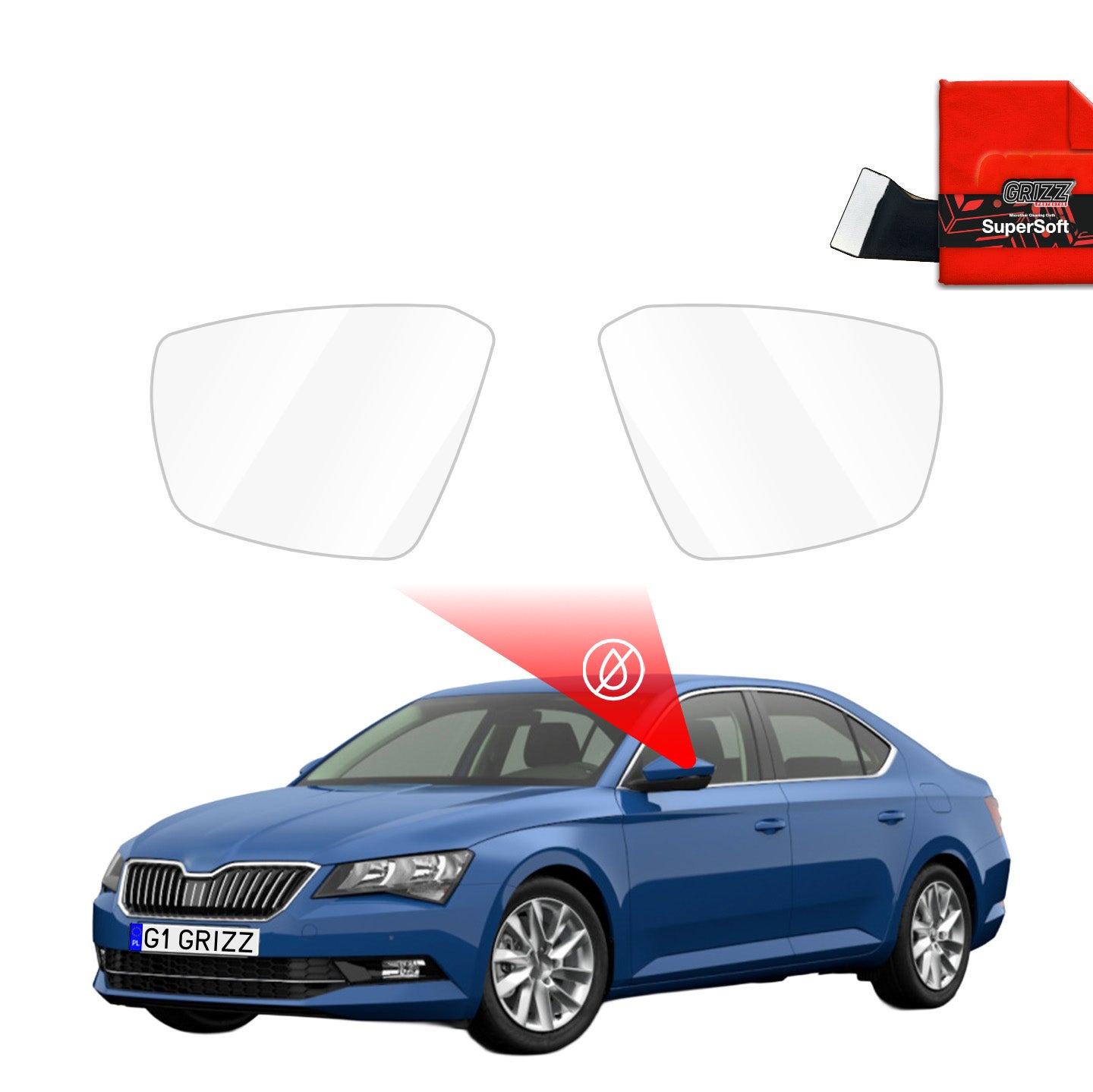 Regenschutzfolie Grizz Protector für Außenspiegel - Skoda Superb 3 (2015-2020)
