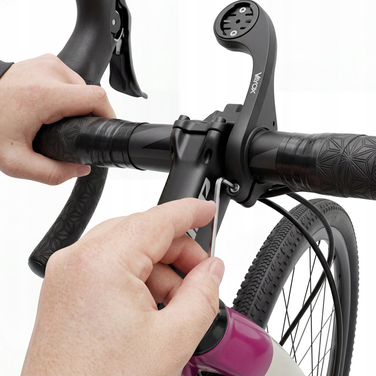 Fahrradhalterung für Lampe und Fahrradcomputer / Navigation, Vayox VABH2, Schwarz