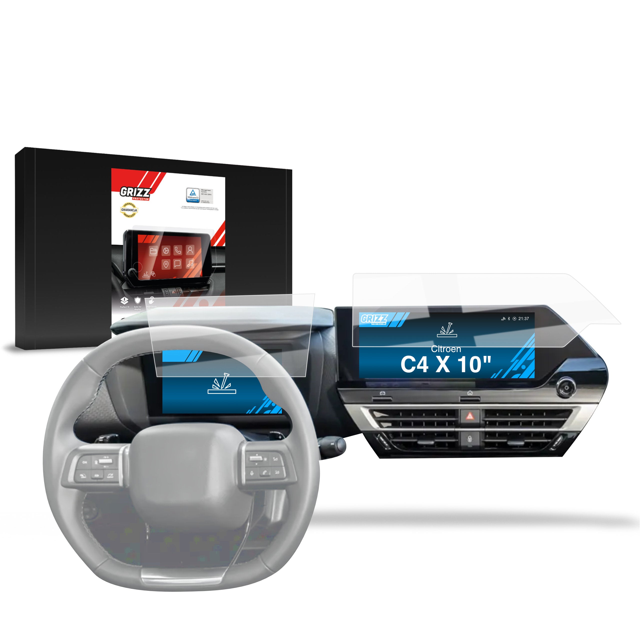 Keramische Autodisplayfolie 2in1 für Citroen C4 X 10" (2022-2024), Grizz Protector