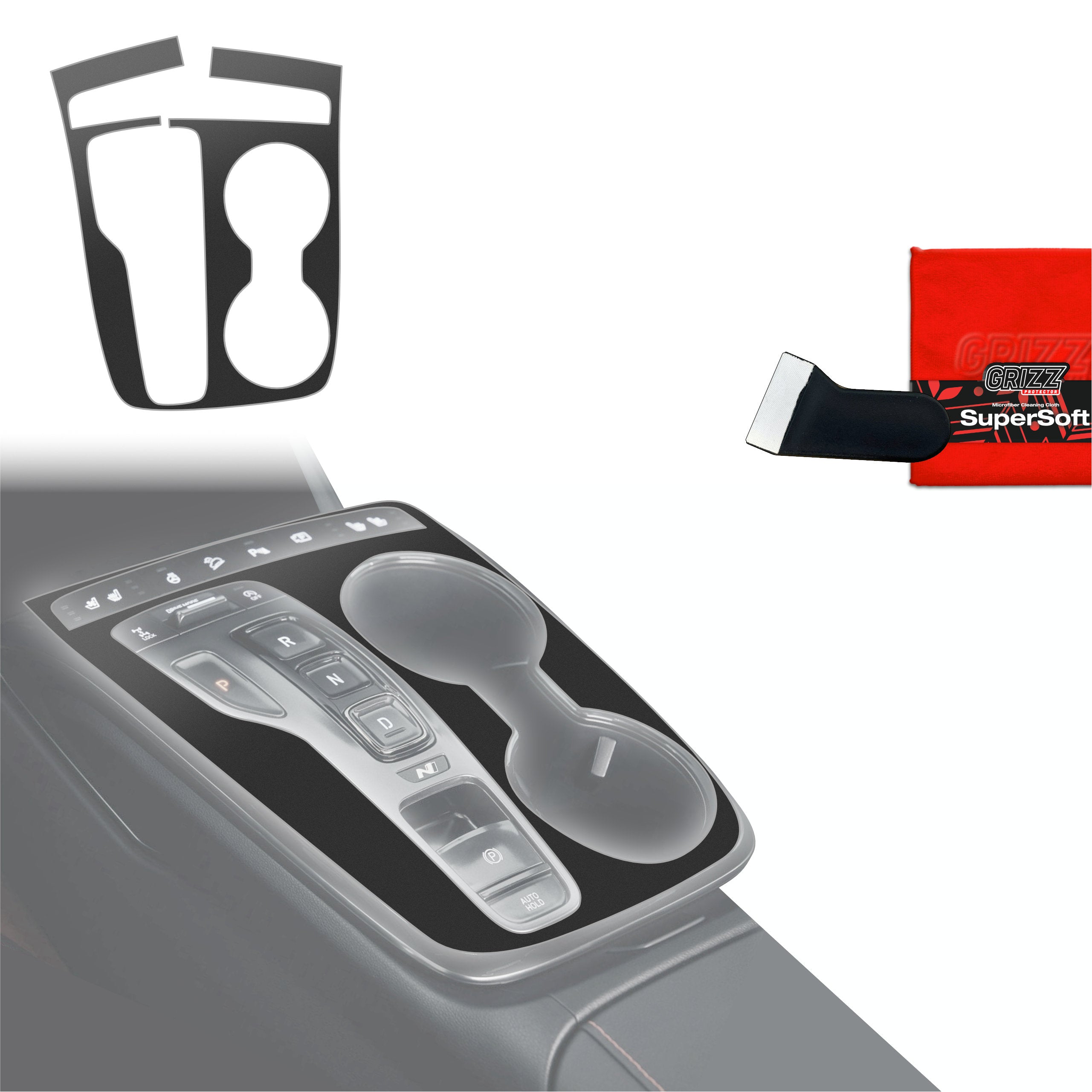 Schutzfolien Grizz Protector für Mittelkonsole - Hyundai Tucson N-Line (2021-2024) Schwarz Matt Antifingerprint