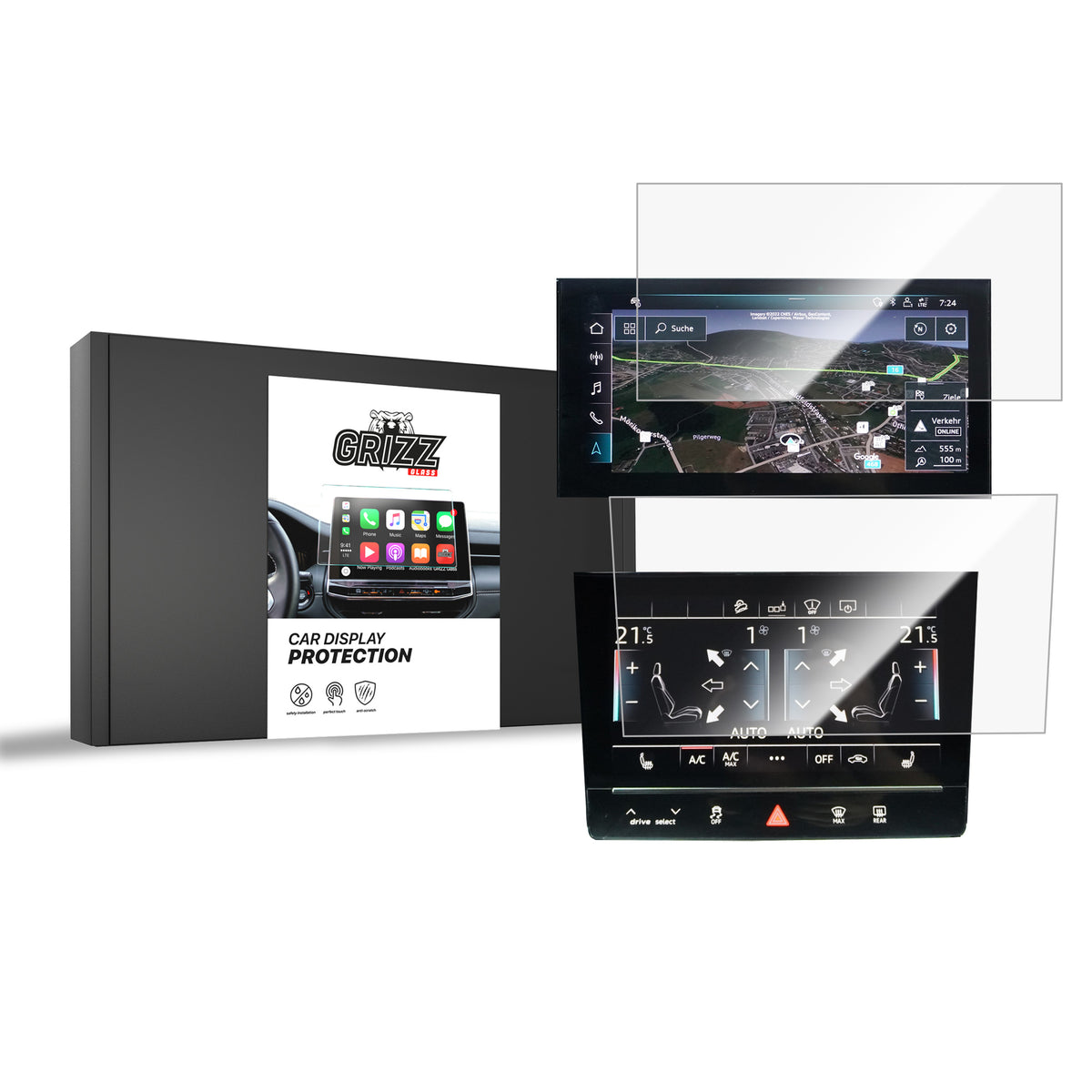 Keramische Autodisplayfolie 2in1 für Audi Q8 e-tron (2022-2026), Grizz Protector