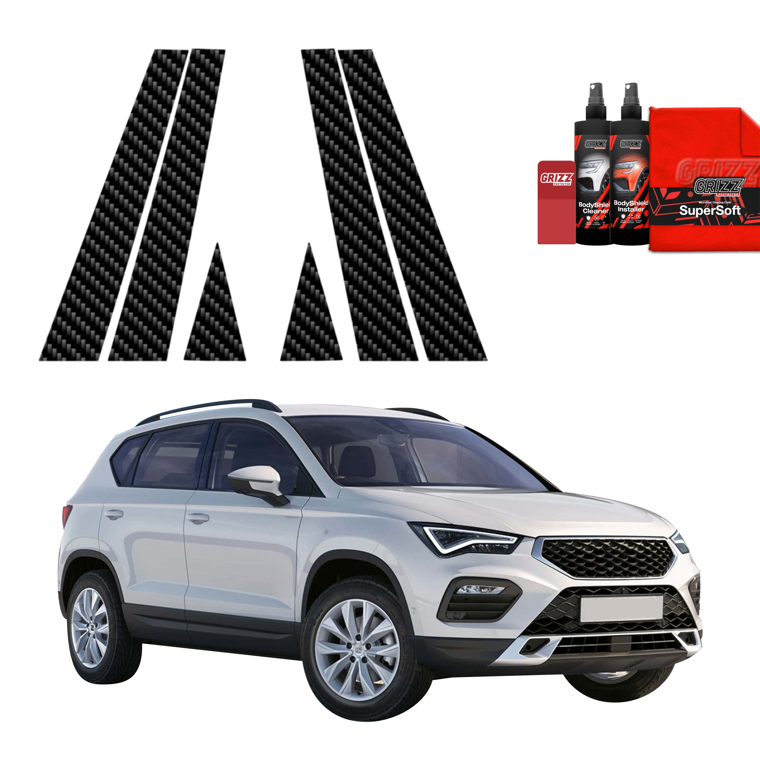 6in1 Kohlenstoff Schutzfolie Grizz Protector für B-C-Säule - Seat Ateca (2020-2026)