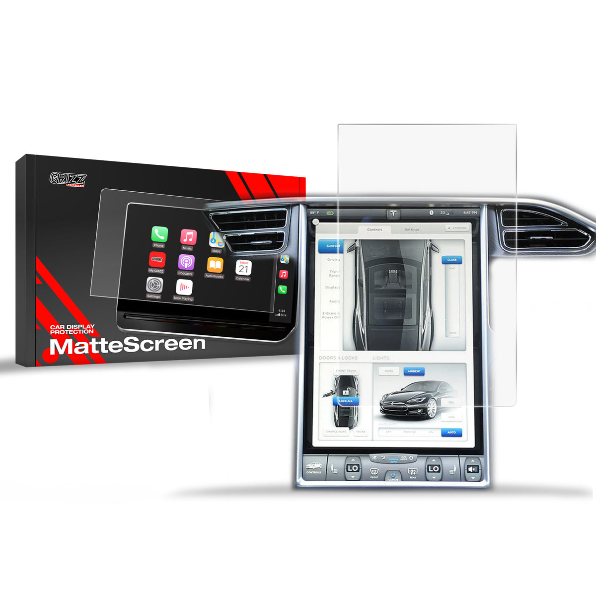 Matte Autodisplayfolie für Tesla Model X 17"(2016-2021), Grizz Protector