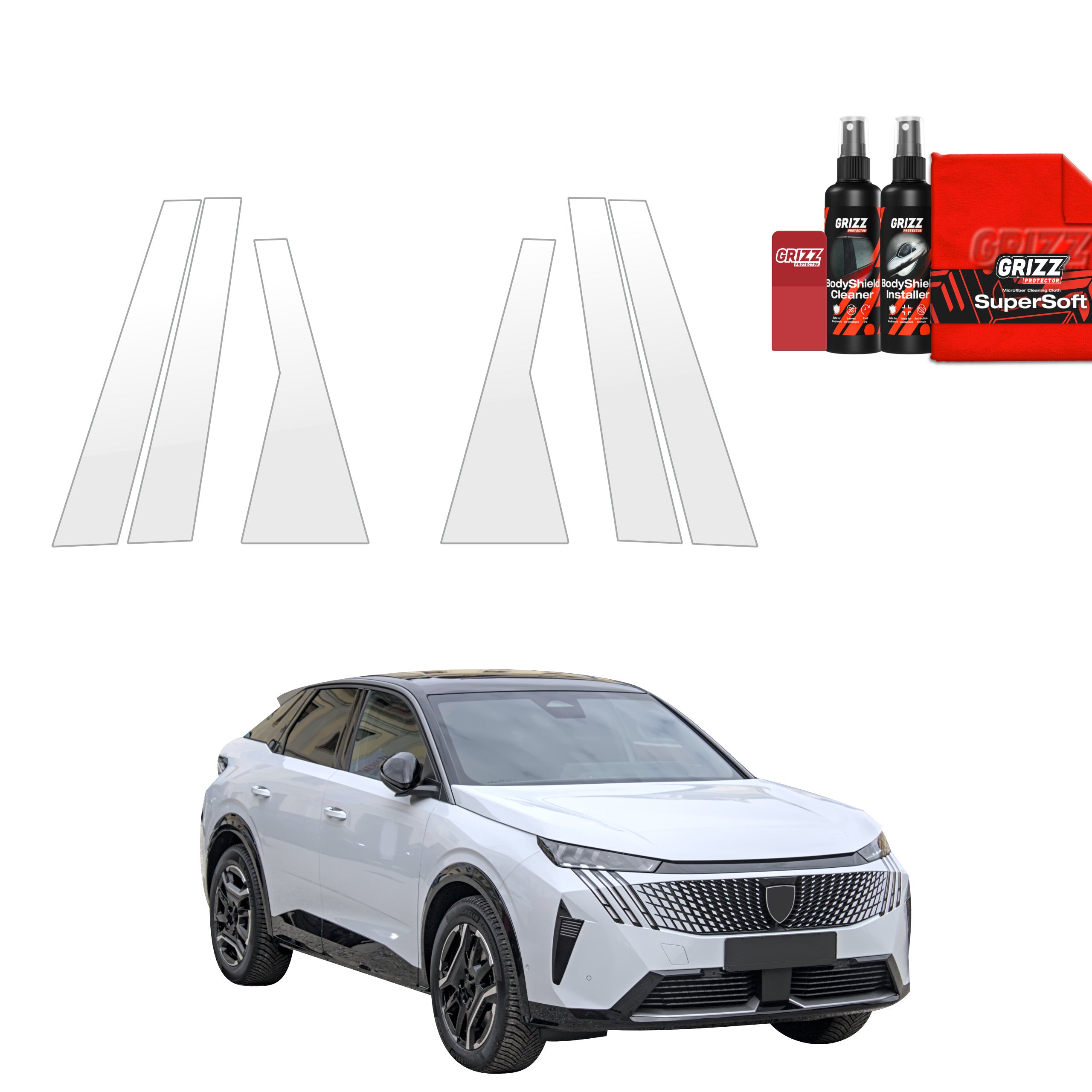 6in1 Schutzfolie Grizz Protector für B-C-Säule - Peugeot 3008 (2024-2026)