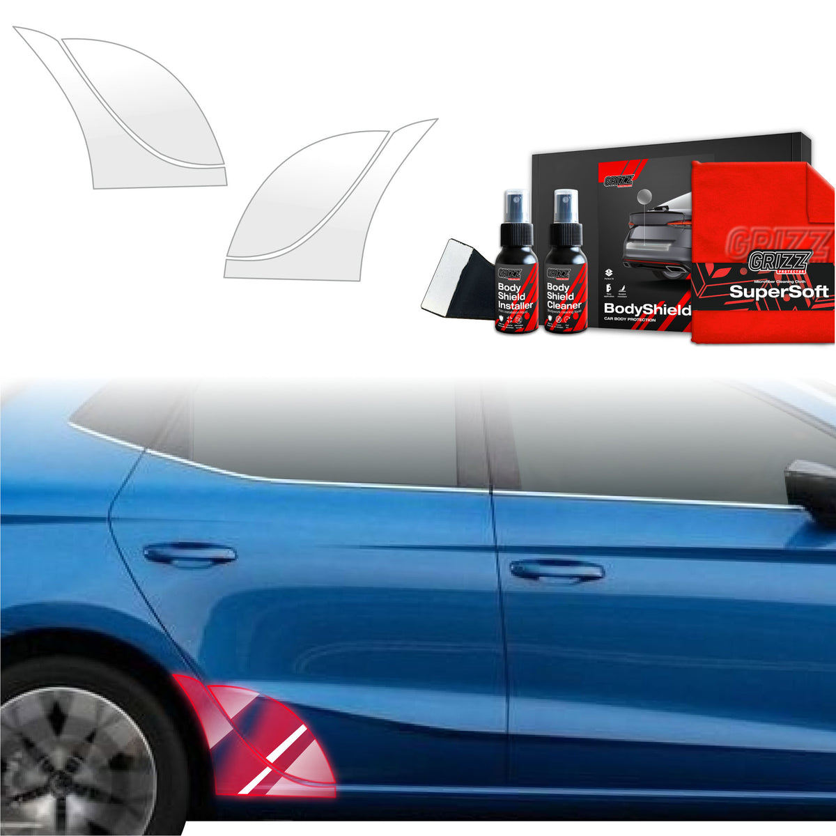 4in1 Schutzfolie Grizz Protector für hinteren & vorderen Seitenschwelle - Seat Ibiza (2021-2026)