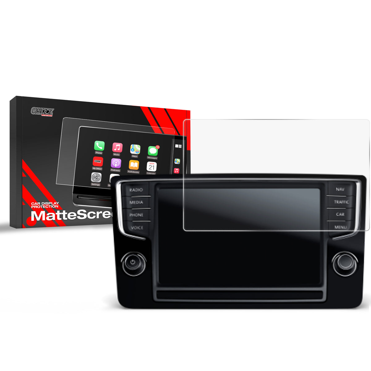 Matte Autodisplayfolie für Volkswagen Golf 6 Discover Pro (2015-2017), Grizz Protector