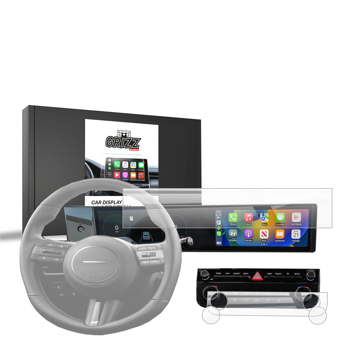 Keramische Autodisplayfolie 2in1 für Hyundai Tucson 12,3" (2024-2026), Grizz Protector