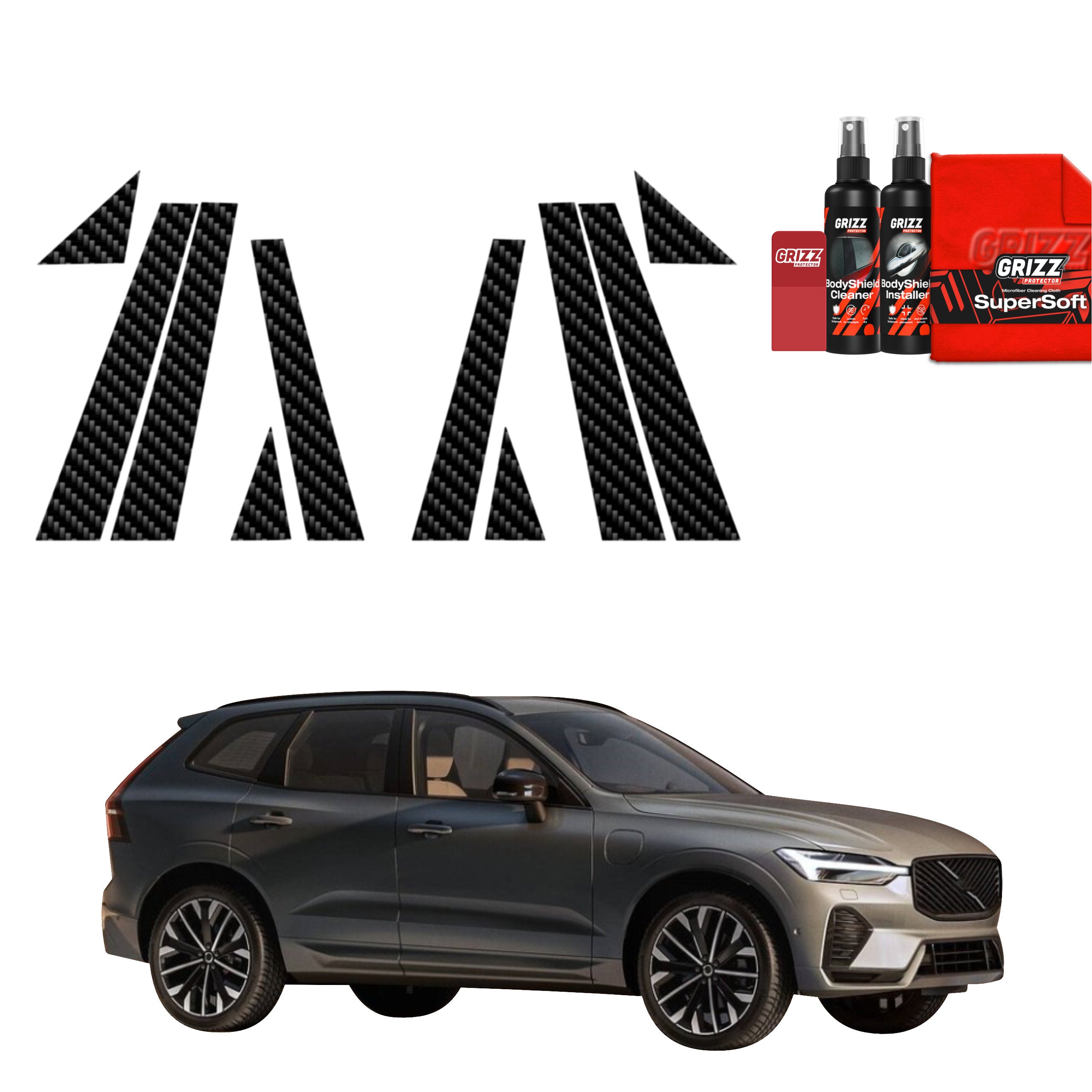 10in1 Kohlenstoff Schutzfolie Grizz Protector für B-C-Säule - Volvo XC60 (2025-2026)