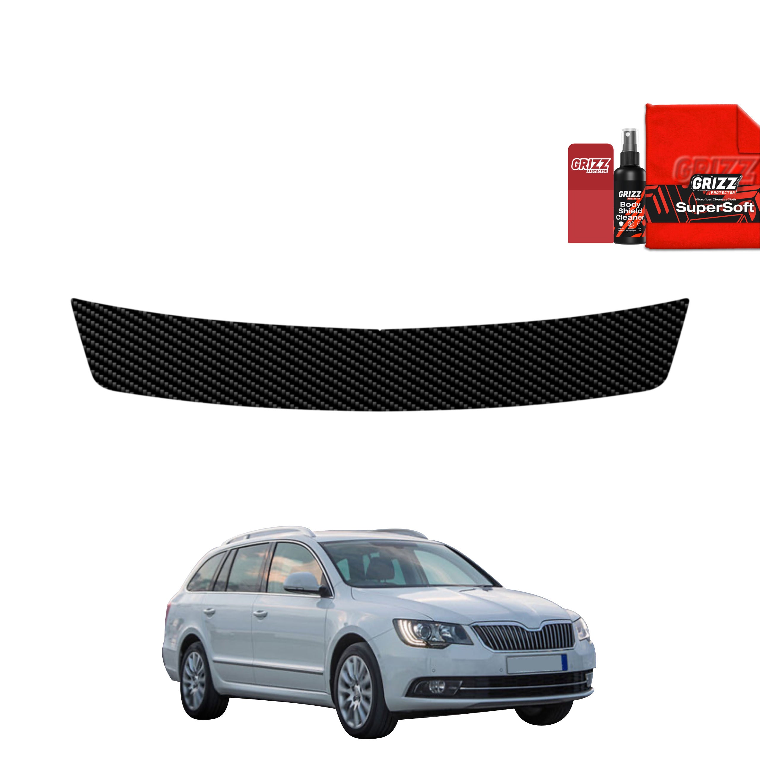 Kohlenstoff Schutzfolie Grizz Protector für Ladekante - Skoda Superb 2 Kombi Facelifting (2013-2015)