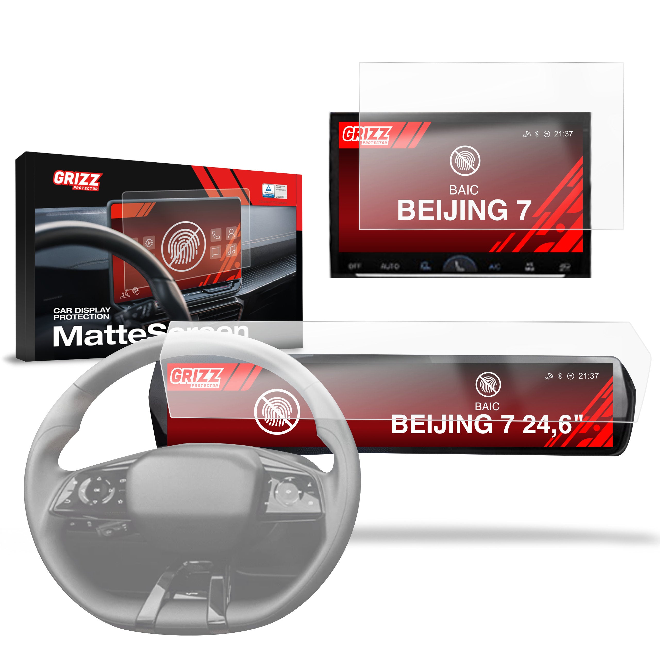 Matte Autodisplayfolie 2in1 für BAIC BEIJING 7 (2024-2026), Grizz Protector