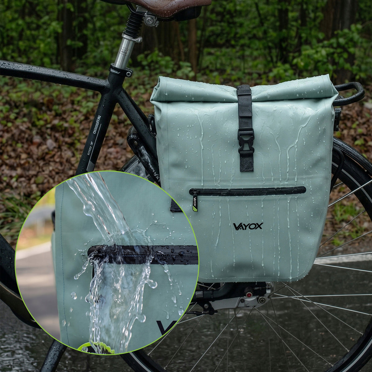Fahrradtasche für den Gepäckträger, Vayox VA0445M 25L, Mintgrün