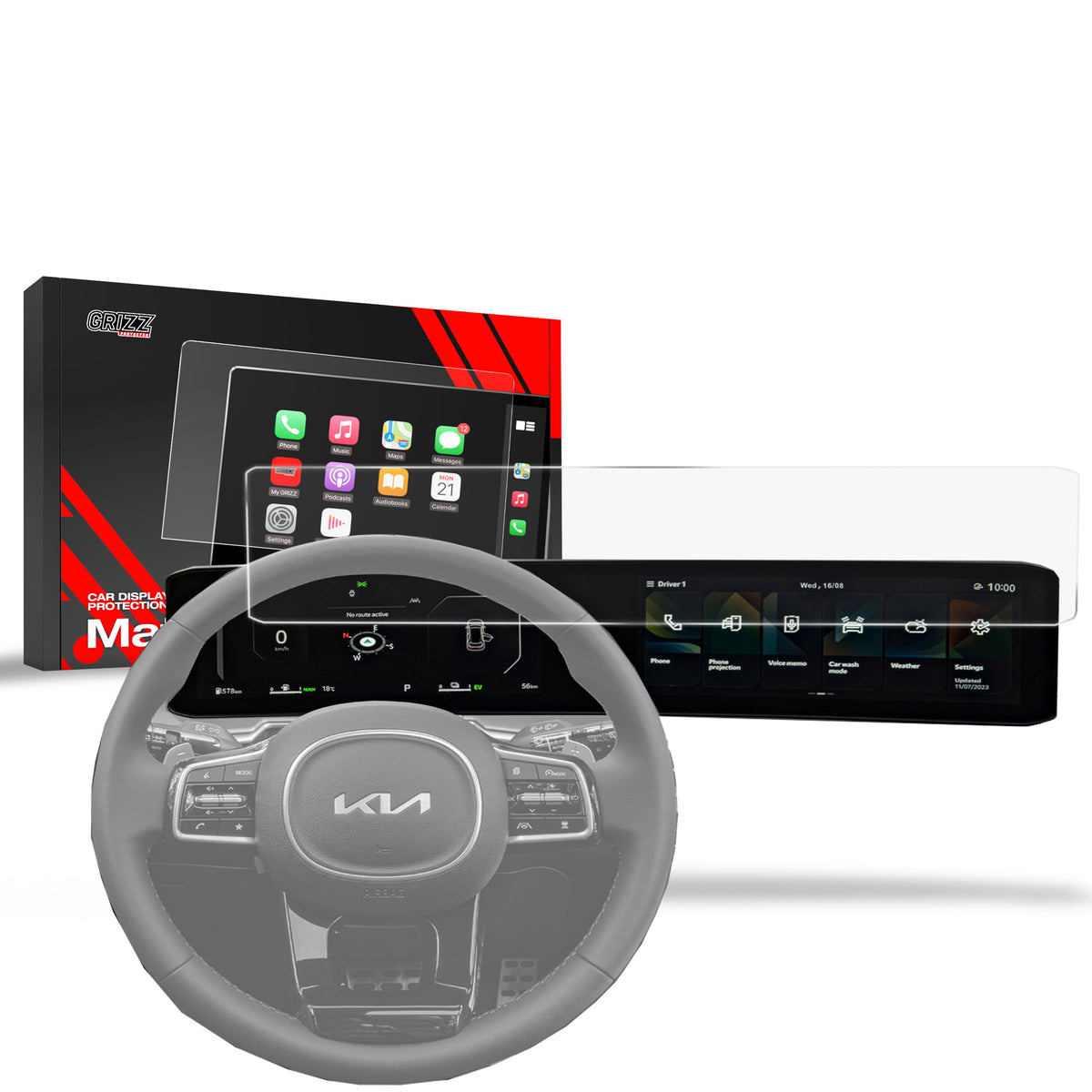 Matte Autodisplayfolie für Kia Sorento 4 Prestige (2023-2026), Grizz Protector