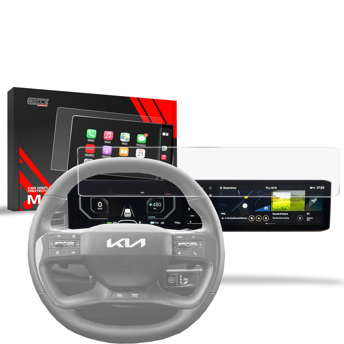 Matte Autodisplayfolie für Kia EV9 (2023-2026), Grizz Protector
