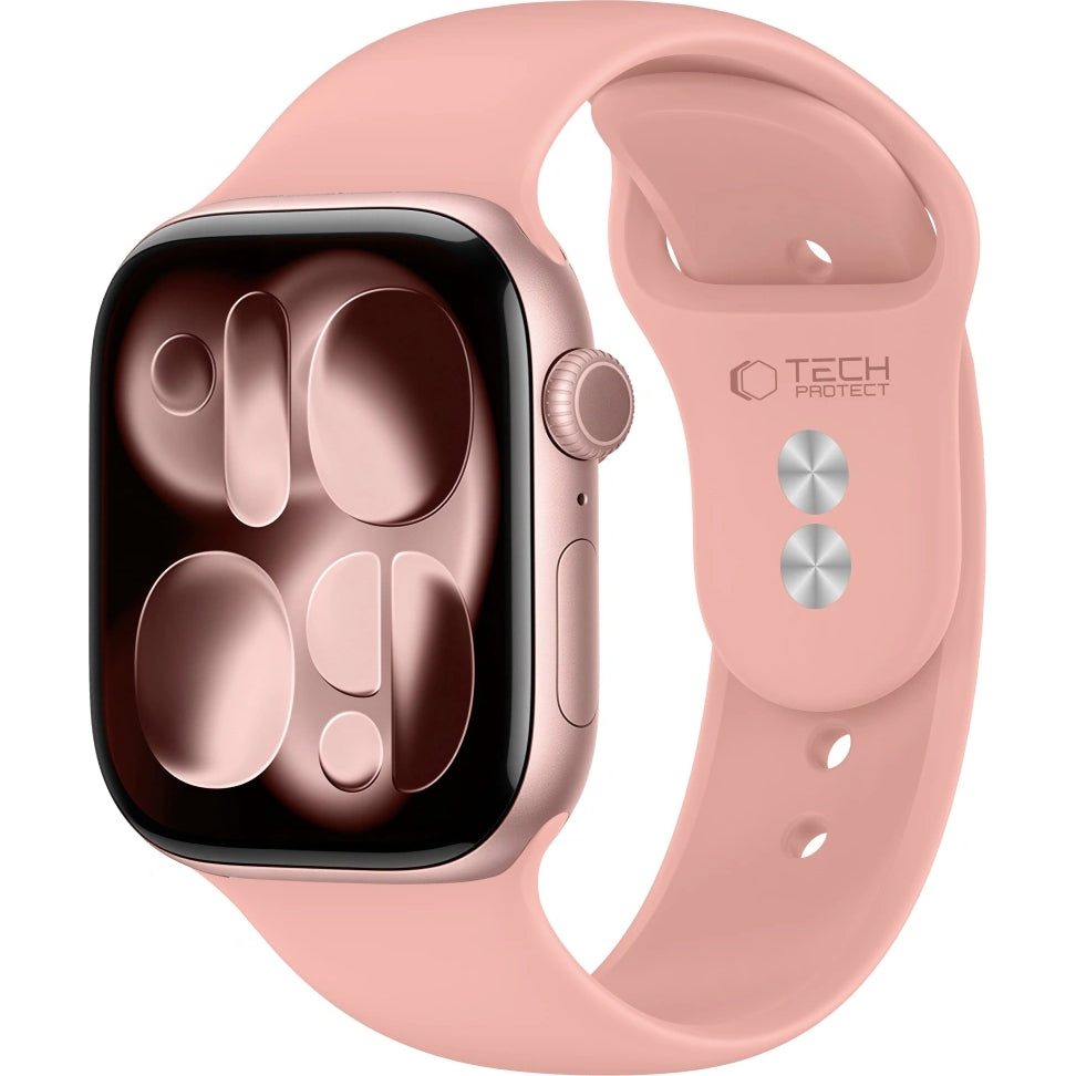 Armband für Apple Watch 49/46/45/44 mm, Tech-Protect Silicone, Rosa (1/9)