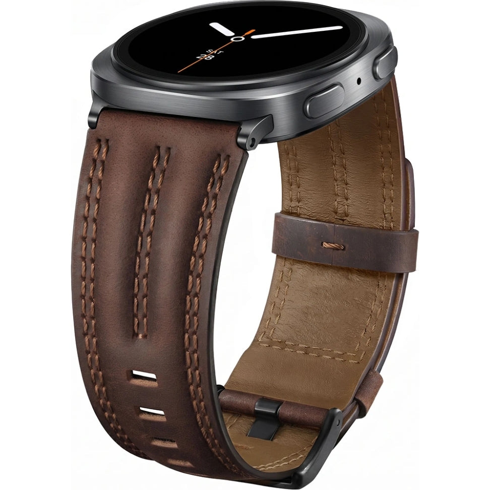Armband für Galaxy Watch 9 44mm / 40mm / 8 44mm / 8 40mm / 8 Classic, Tech-Protect Leatherfit Craft, Braun (2/7)