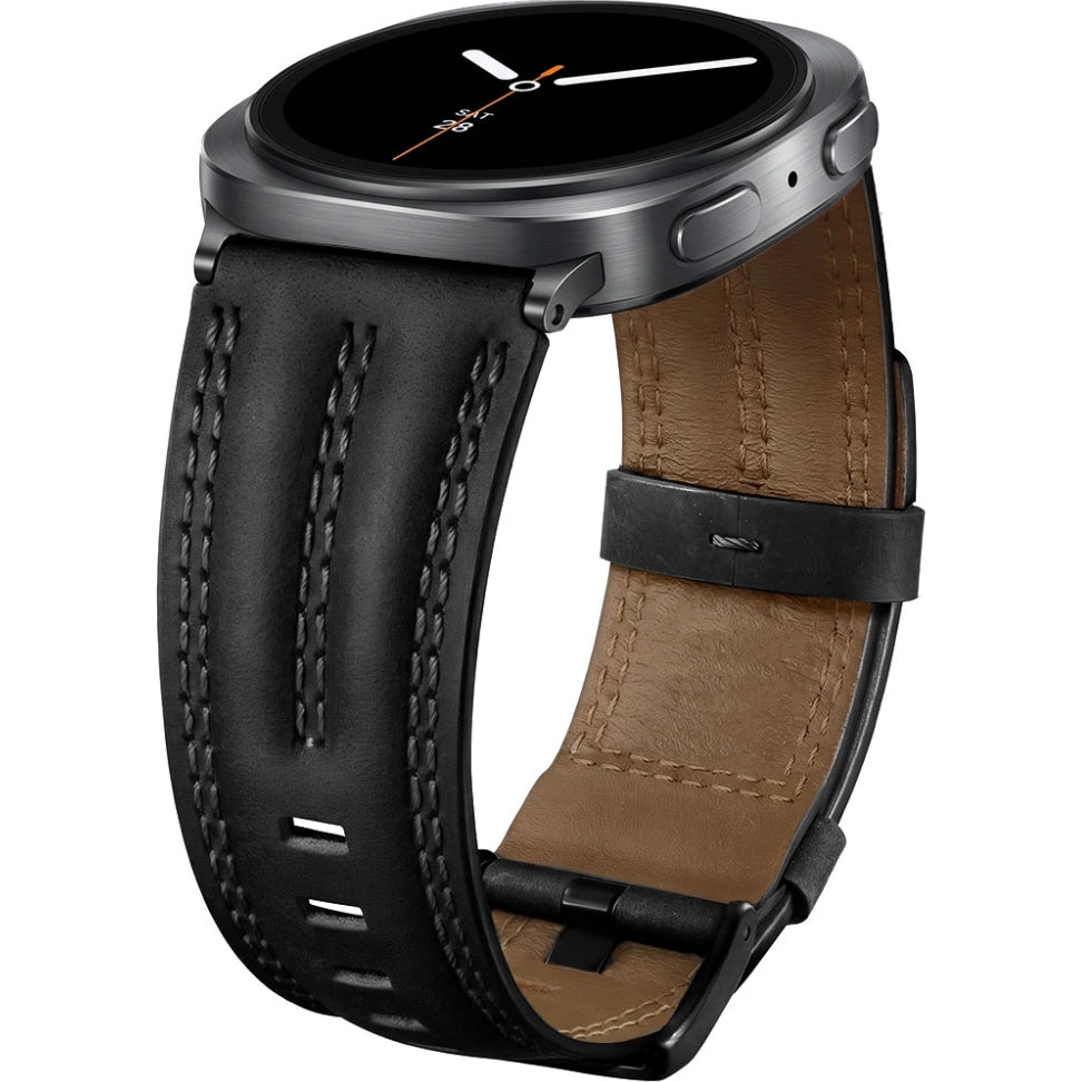 Armband für Galaxy Watch 9 44mm / 40mm / 8 44mm / 8 40mm / 8 Classic, Tech-Protect Leatherfit Craft, Schwarz (2/8)