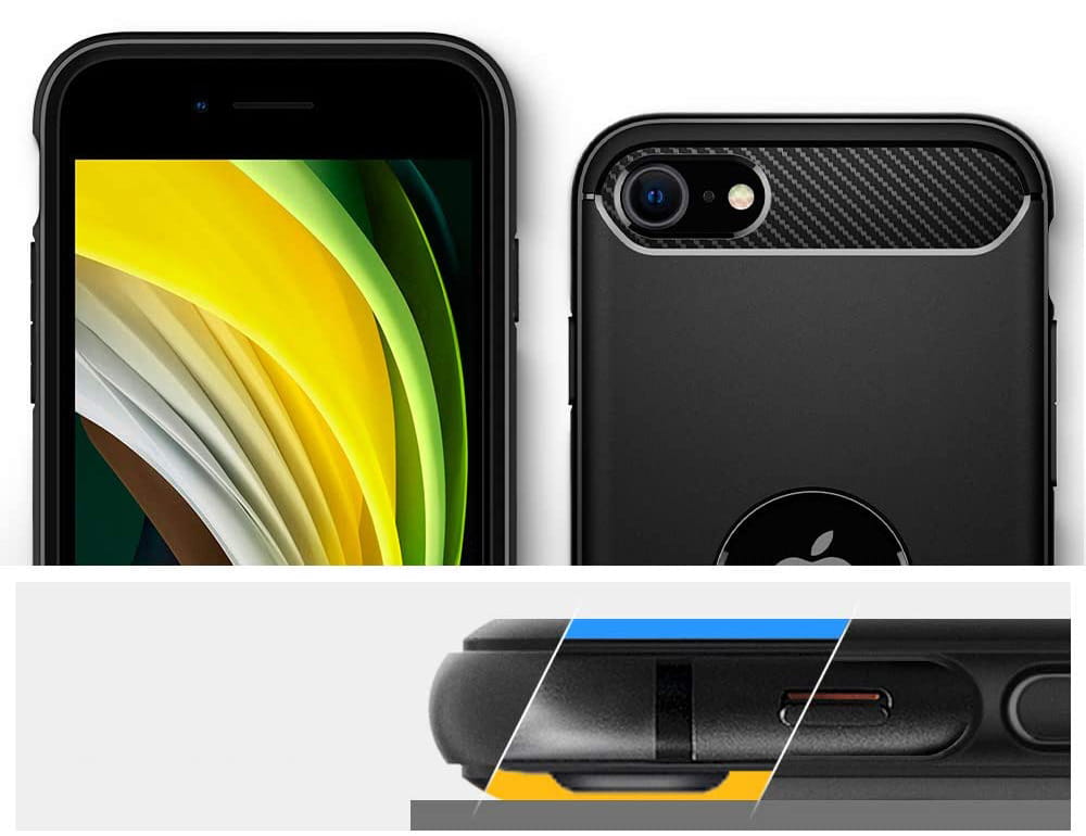 Schutzhülle Spigen Rugged Armor für iPhone SE 2022/2020 schwarz
