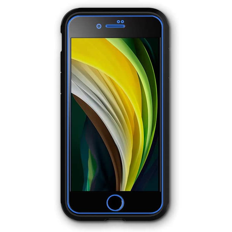 Glas für die Schutzhülle Spigen Glas.tR Slim FC AM iPhone SE 2022/2020 8/7 schwarzer Rahmen