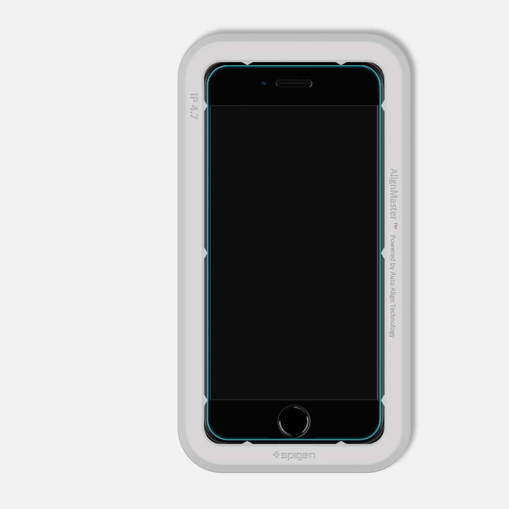 Glas für die Schutzhülle Spigen Glas.tR Slim FC AM iPhone SE 2022/2020 8/7 schwarzer Rahmen