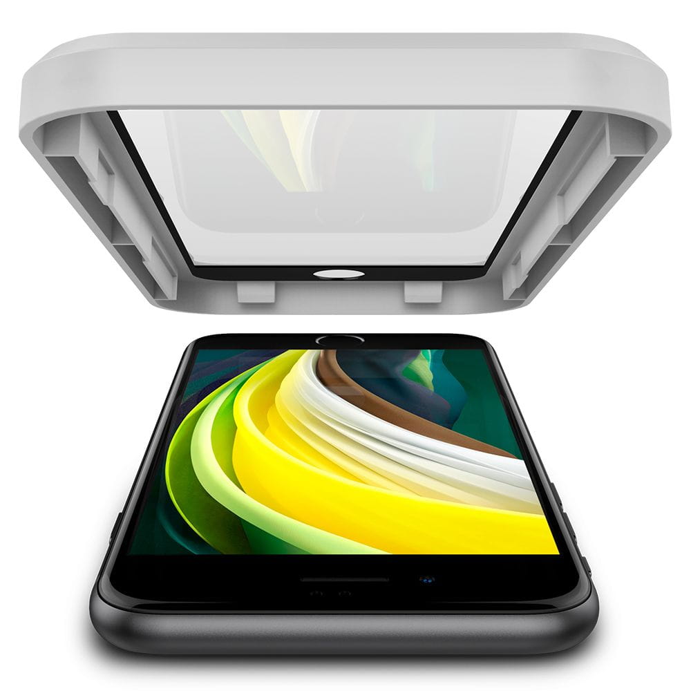 Glas für die Schutzhülle Spigen Glas.tR Slim FC AM iPhone SE 2022/2020 8/7 schwarzer Rahmen