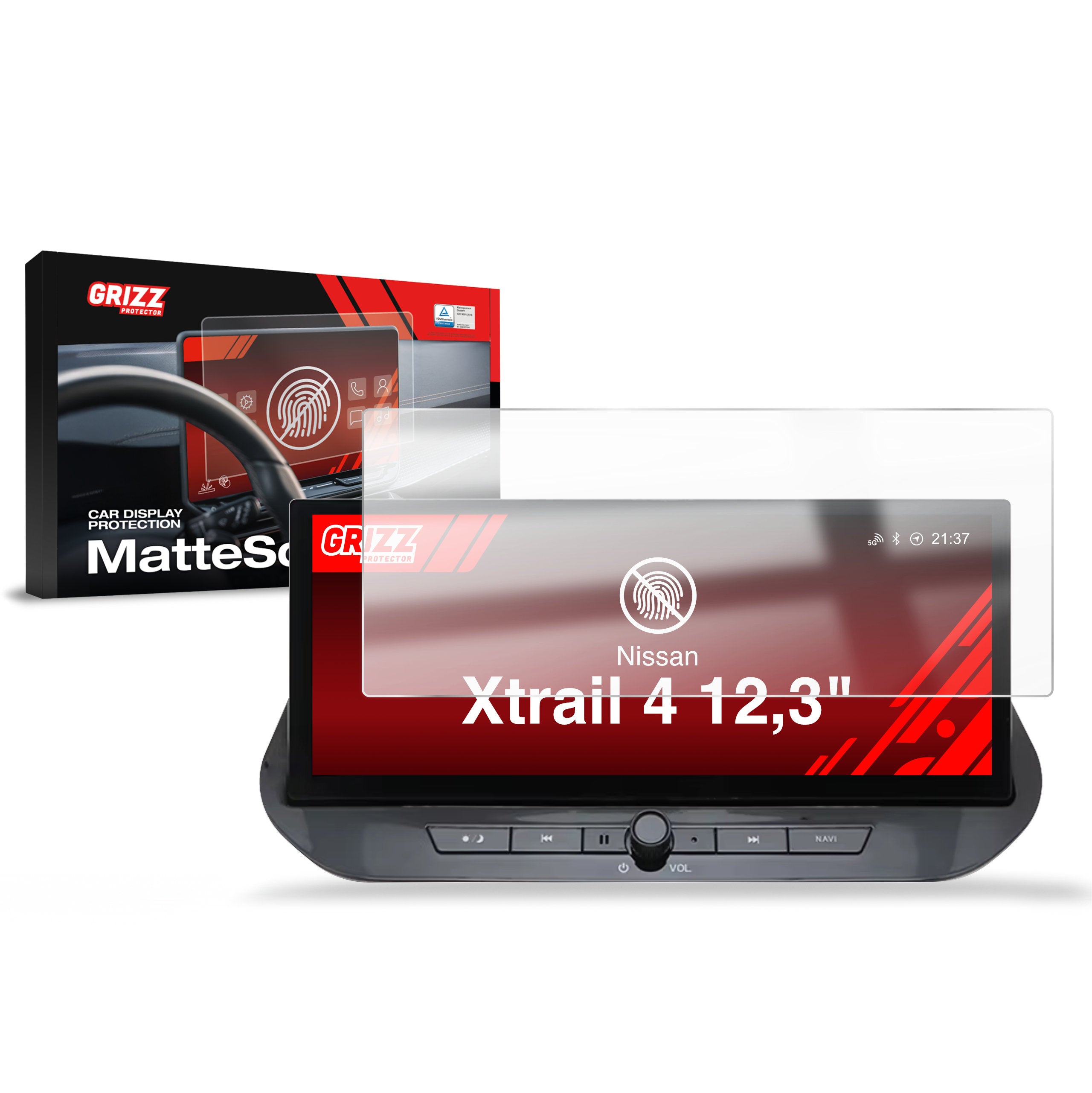 Matte Autodisplayfolie für Nissan Xtrail 4 12,3" (2021-2025), Grizz Protector