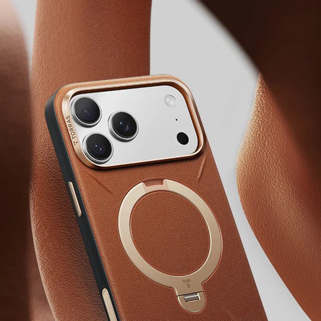 Handyhülle für iPhone 18 Pro Max / 17 Pro Max Torras Ostand Q3 VegSkin, Braun (8/9)