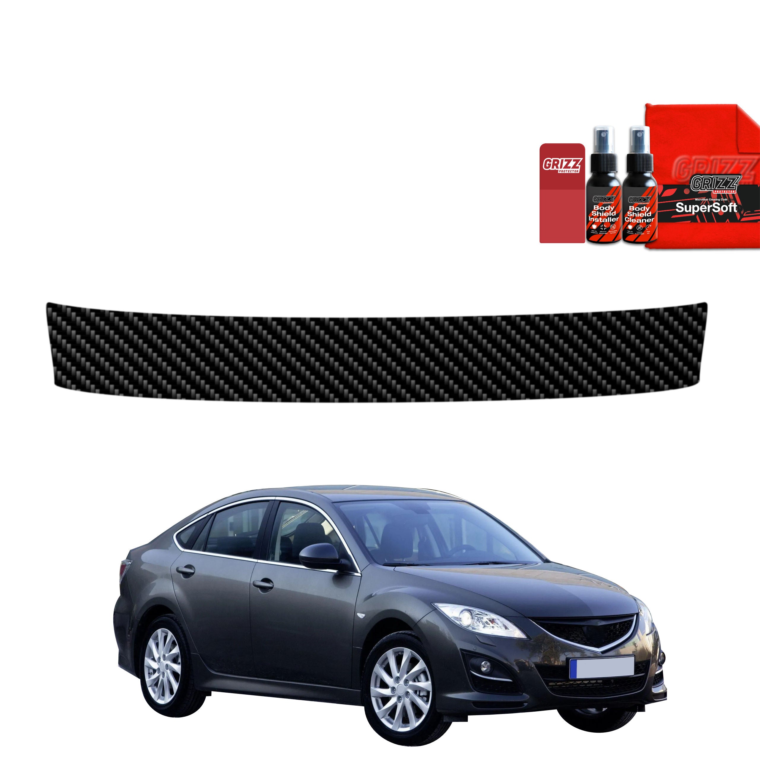 Kohlenstoff Schutzfolie Grizz Protector für Ladekante - Mazda 6 2 Sedan 4D (2010-2013)
