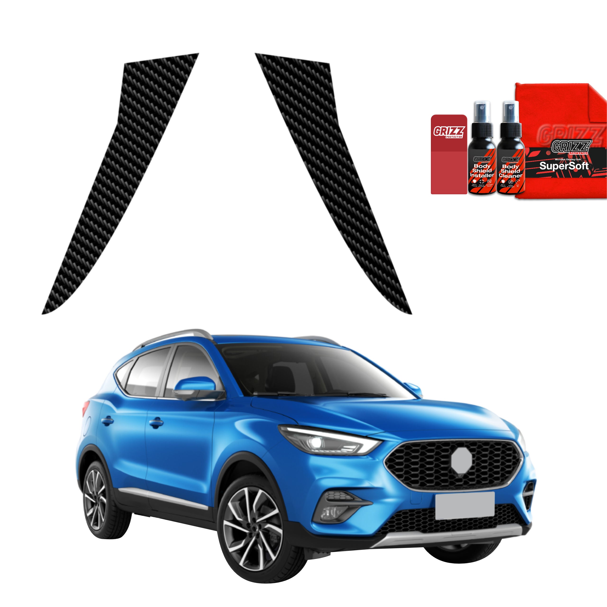 2in1 Kohlenstoff Schutzfolie Grizz Protector für C-Säule - MG ZS Classic (2019-2025)