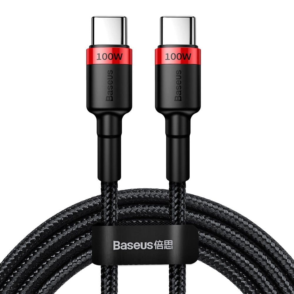Kabel Baseus Cafule 100W 5A USB-C für USB-C, Schwarz-Rot