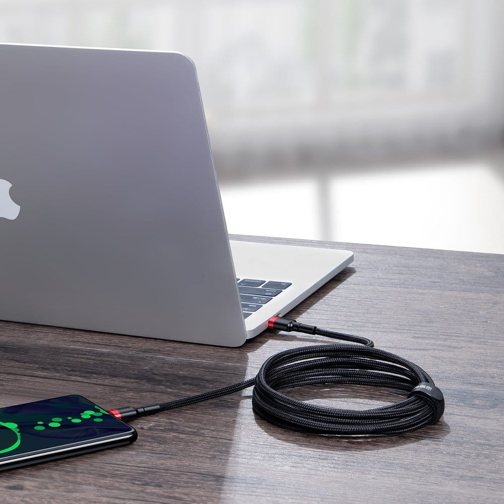 Kabel Baseus Cafule 100W 5A USB-C für USB-C, Schwarz-Rot