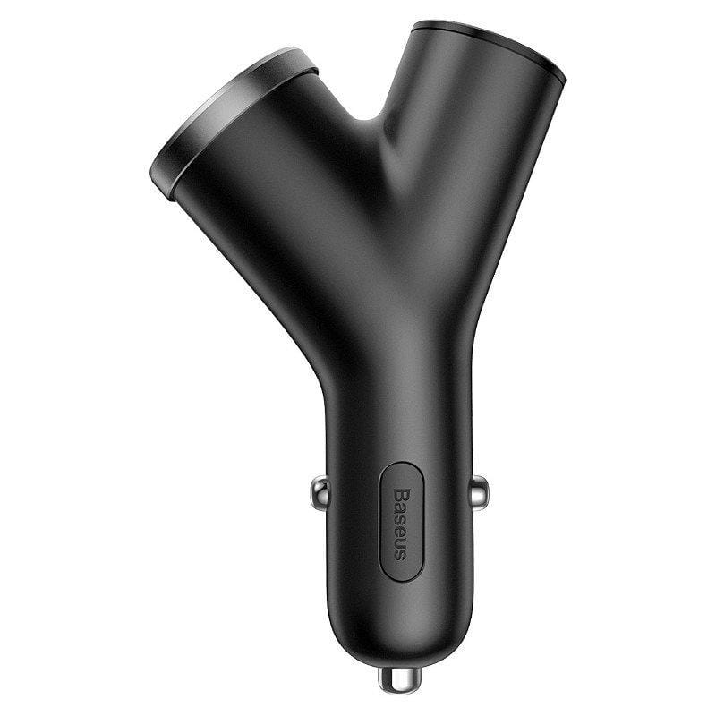 Baseus Y Type 2xUSB-A 3.4A Autoladegerät + 40W Zigarettenanzünderbuchse, Schwarz