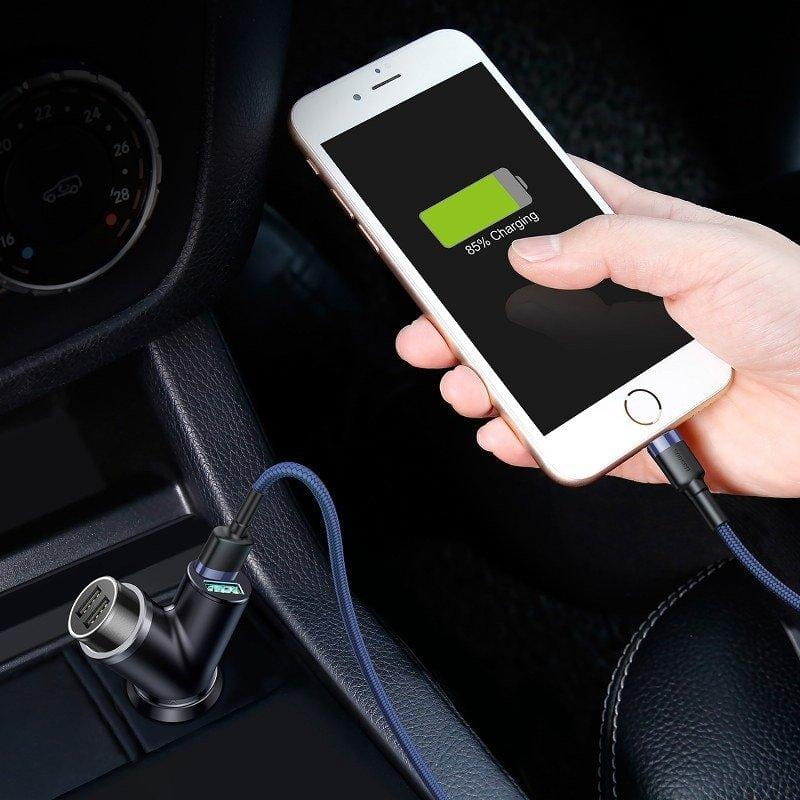 Baseus Y Type 2xUSB-A 3.4A Autoladegerät + 40W Zigarettenanzünderbuchse, Schwarz