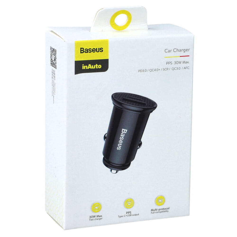 Autoladegerät Baseus Circular 30W 5A USB-C, USB-A, schwarz