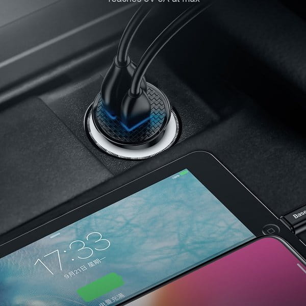 Autoladegerät Baseus Circular 30W 5A USB-C, USB-A, schwarz