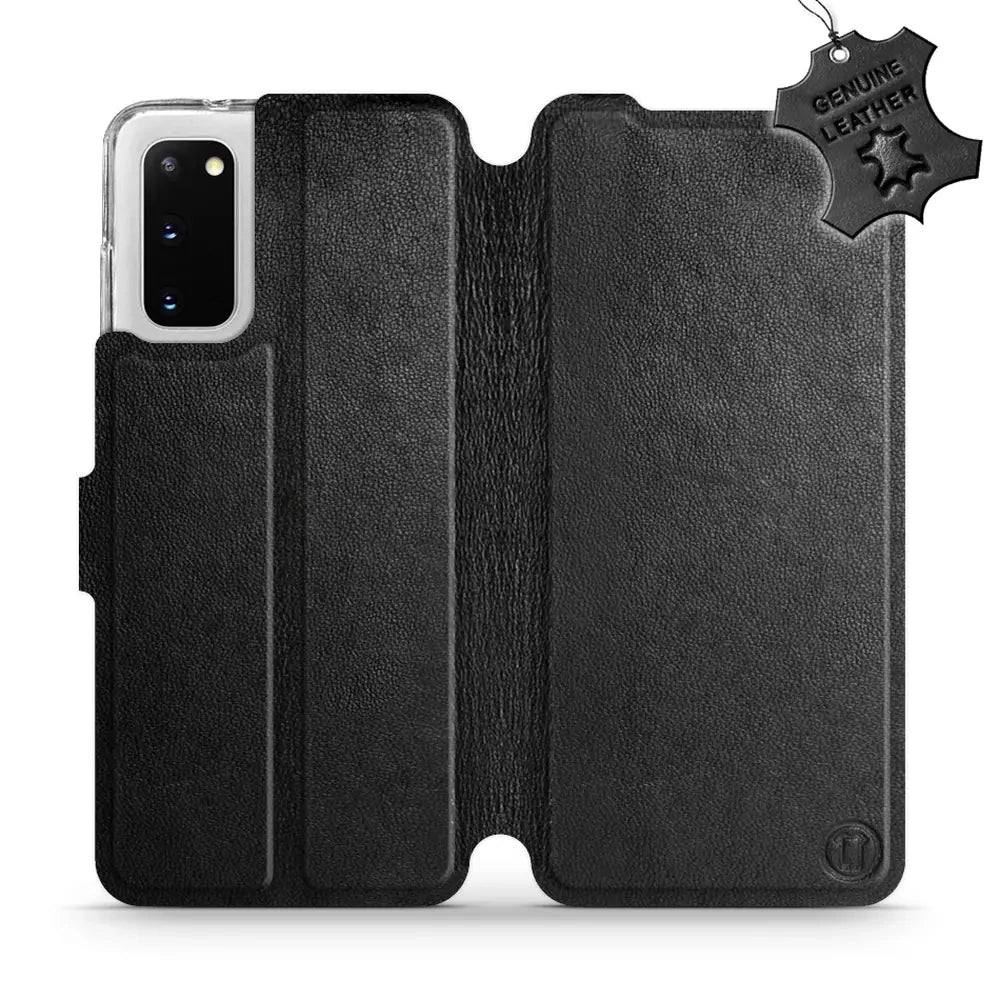 Echtleder Handyhülle für Galaxy S20, Mobiwear Leather, Schwarz