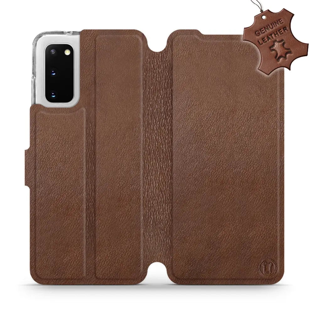 Echtleder Handyhülle für Galaxy S20, Mobiwear Leather, Braun