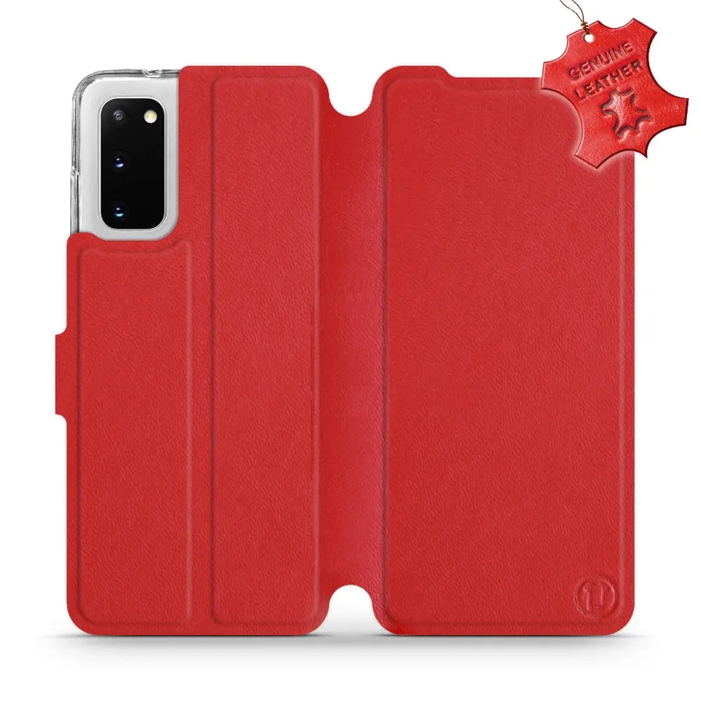 Echtleder Handyhülle für Galaxy S20, Mobiwear Leather, Rot