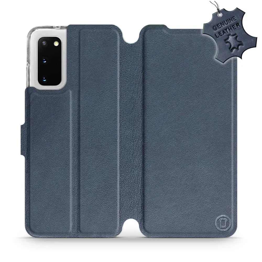 Echtleder Handyhülle für Galaxy S20, Mobiwear Leather, Dunkelblau