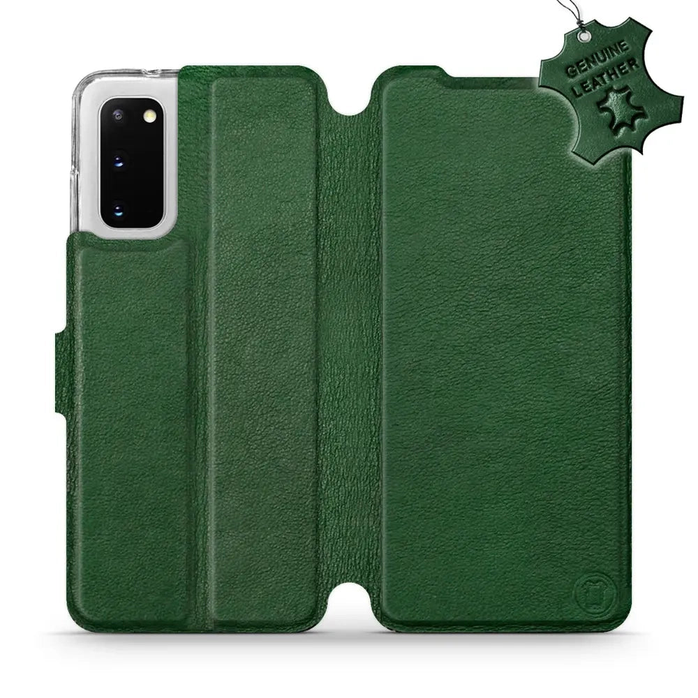 Echtleder Handyhülle für Galaxy S20, Mobiwear Leather, Grün