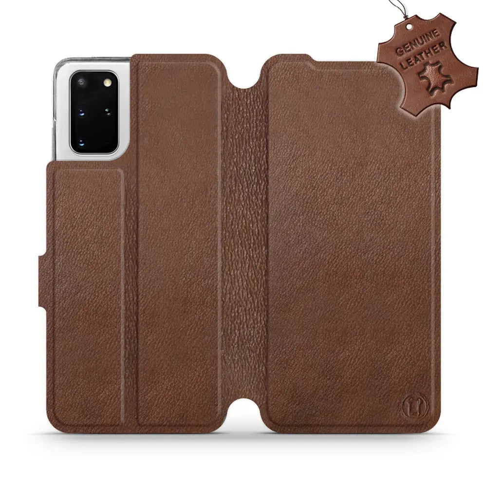 Echtleder Handyhülle für Galaxy S20 Plus, Mobiwear Leather, Braun