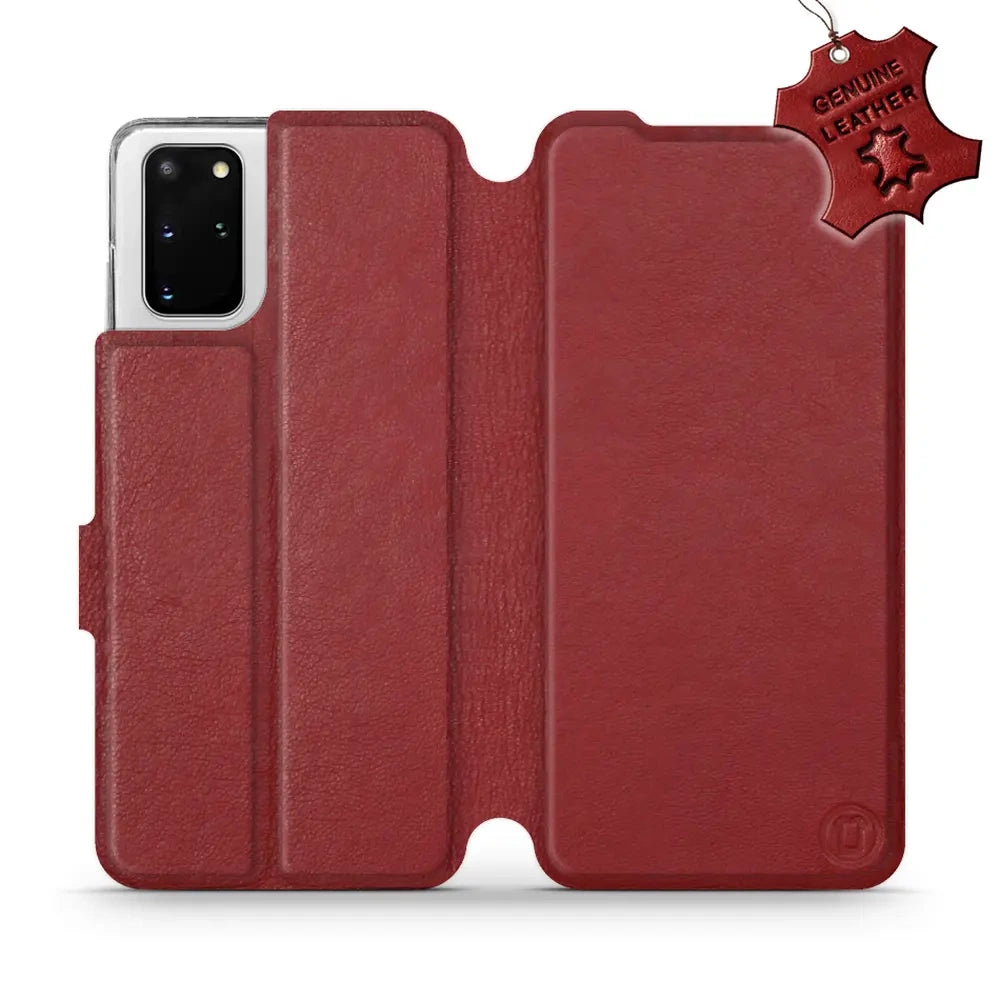 Echtleder Handyhülle für Galaxy S20 Plus, Mobiwear Leather, Dunkelrot