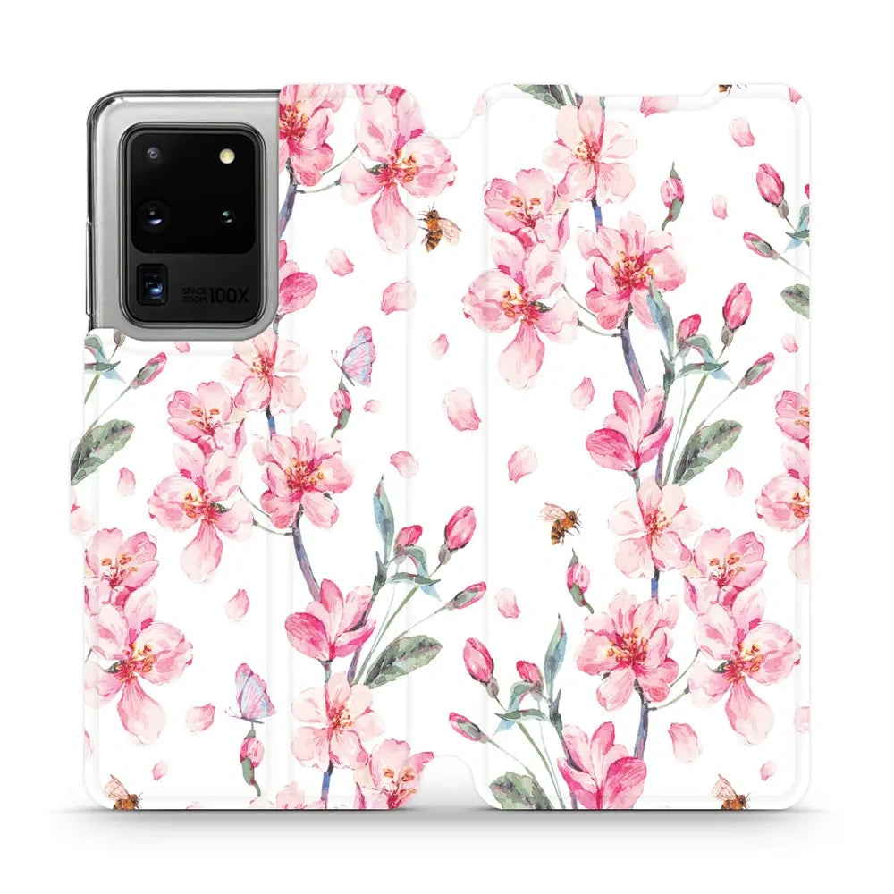 Handyhülle mit klappe für Galaxy S20 Ultra, Mobiwear Book, Rosa Frühling