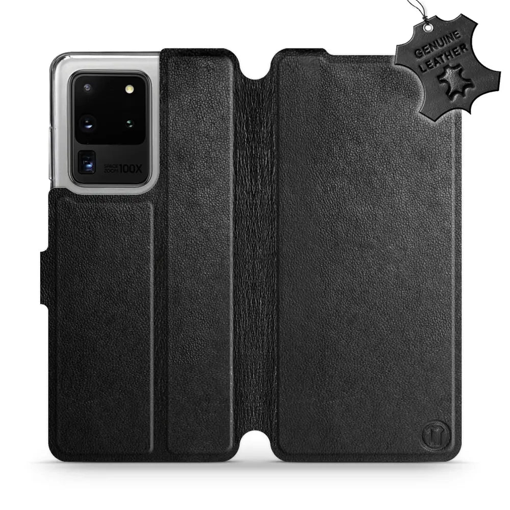 Echtleder Handyhülle für Galaxy S20 Ultra, Mobiwear Leather, Schwarz