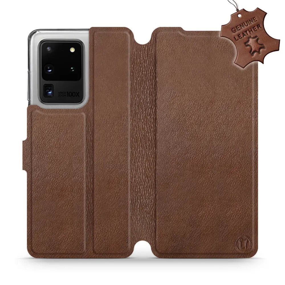 Echtleder Handyhülle für Galaxy S20 Ultra, Mobiwear Leather, Braun