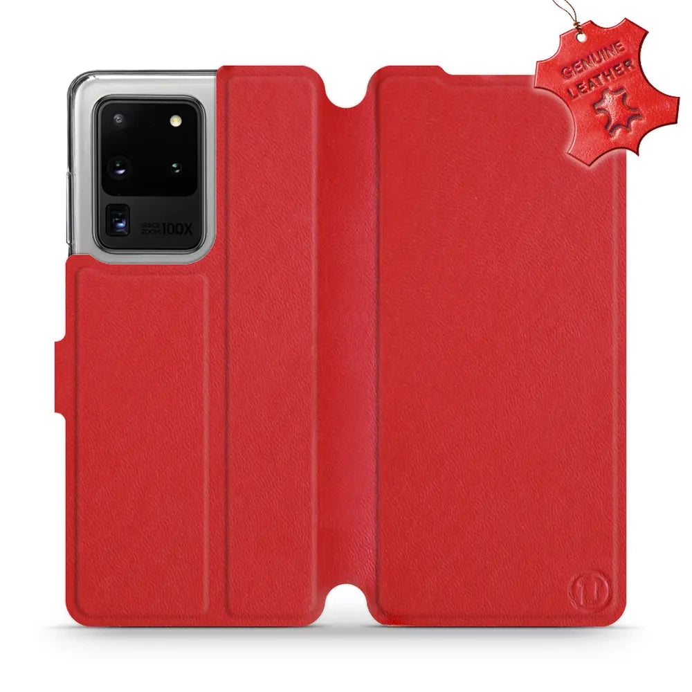 Echtleder Handyhülle für Galaxy S20 Ultra, Mobiwear Leather, Rot