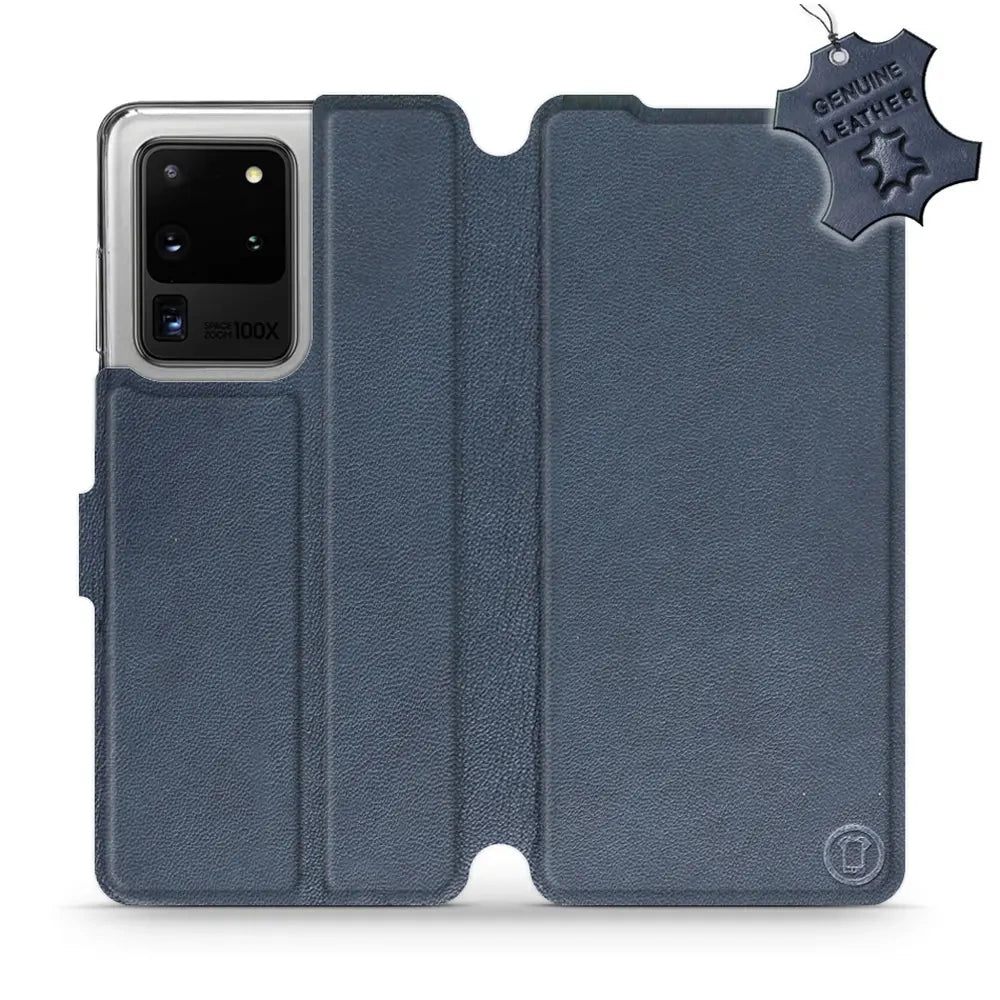 Echtleder Handyhülle für Galaxy S20 Ultra, Mobiwear Leather, Dunkelblau