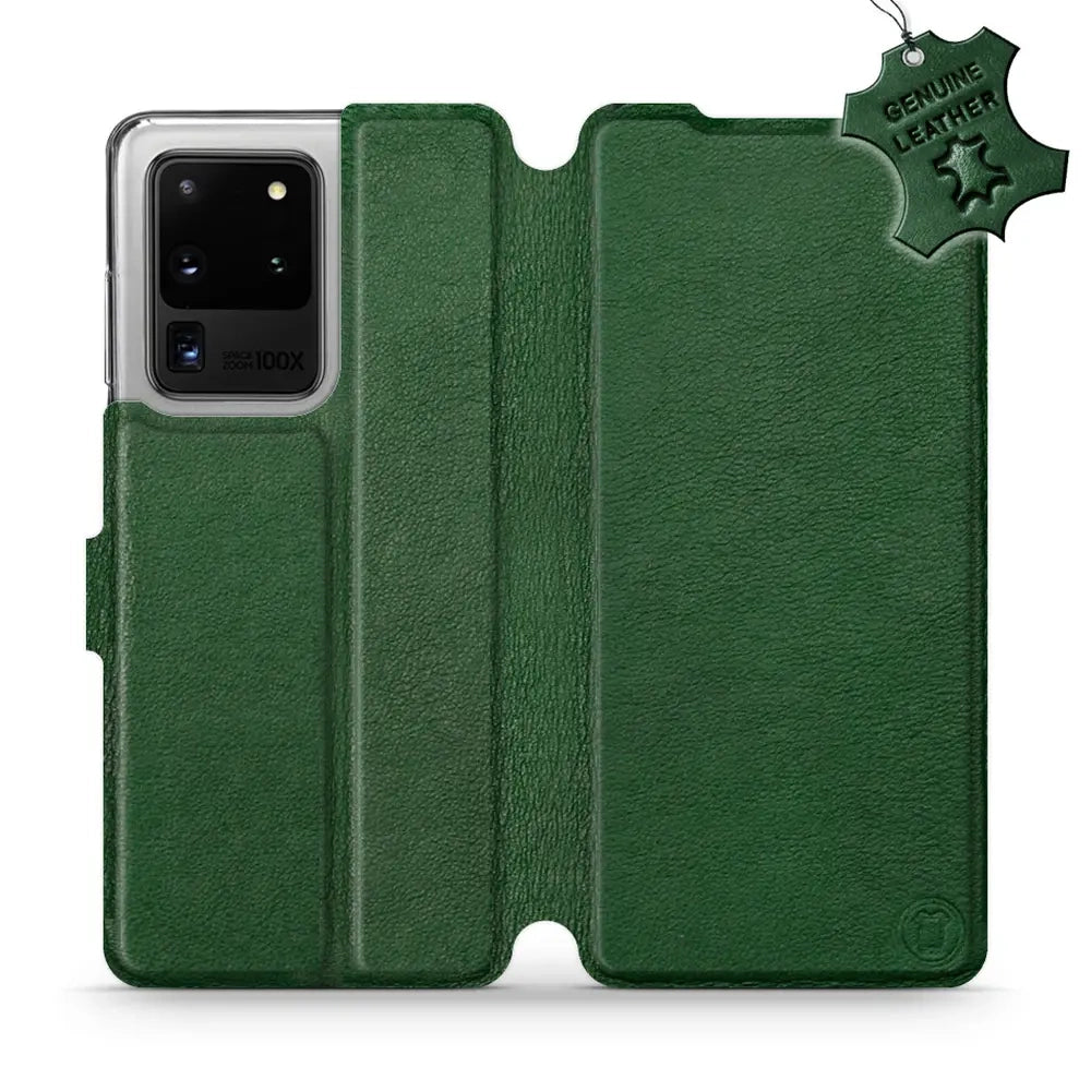 Echtleder Handyhülle für Galaxy S20 Ultra, Mobiwear Leather, Grün